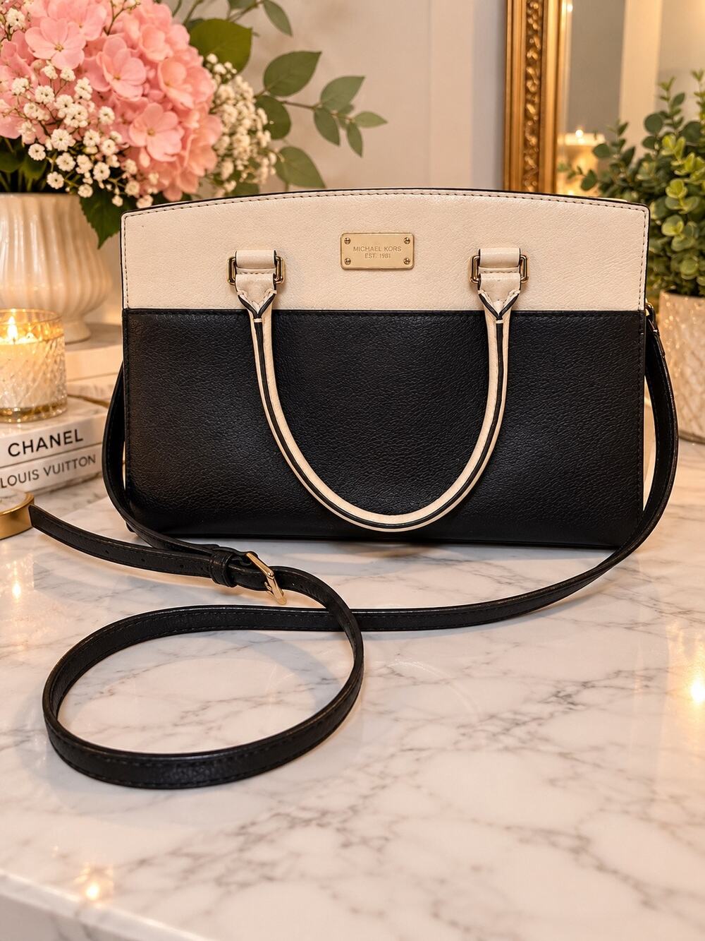 Kate Spade New York Black Cream Colorblock Satchel Shoulder Crossbody Bag